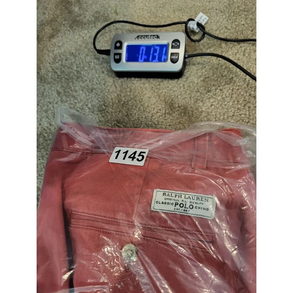 VTG Polo Ralph‎ Lauren Mens Chino Shorts Prospect size 33 Pink/Red Preppy Casual